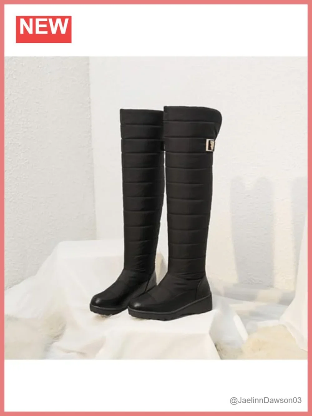 Women's Over The Knee Fur Lined Snow Boots Waterproof Thick Sole Winter
